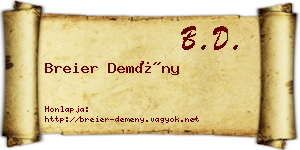 Breier Demény névjegykártya